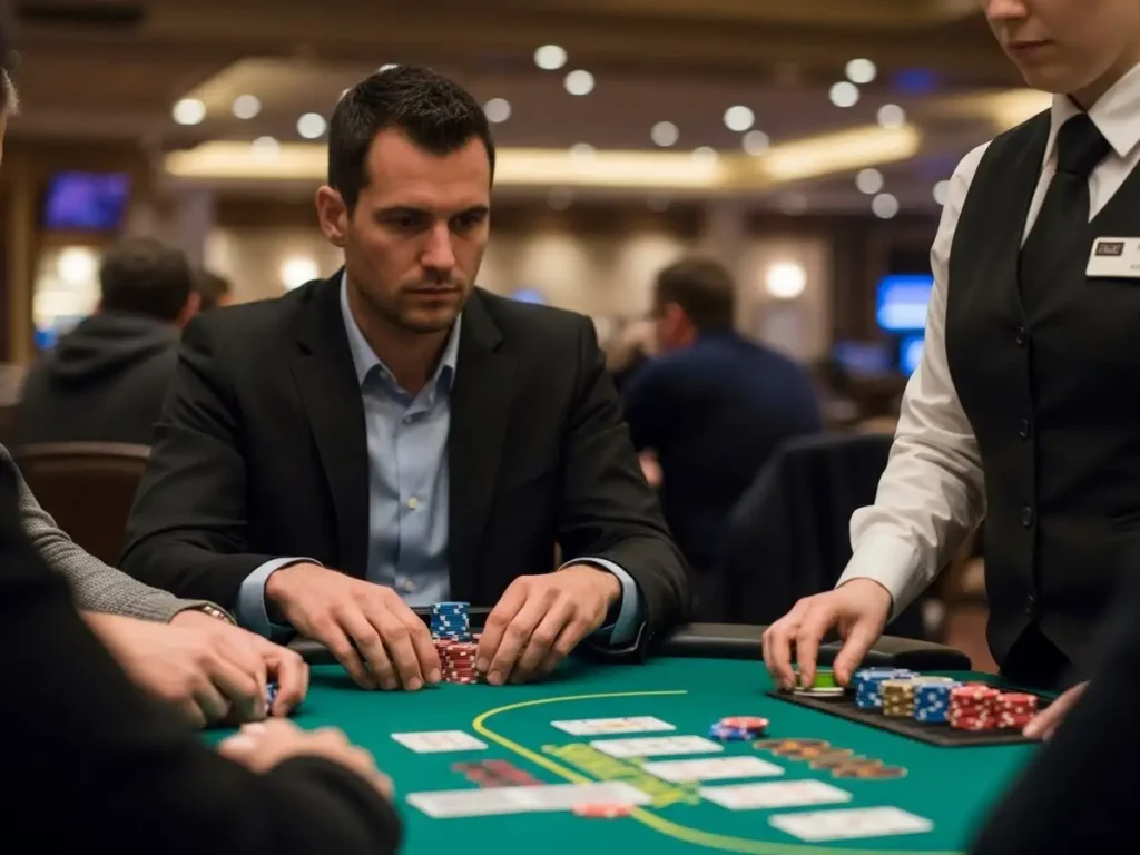 Online casino poker gameplay accessed via gaming account